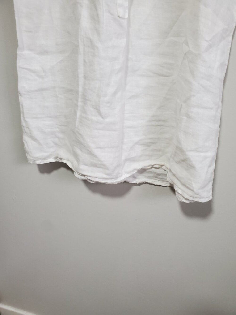 LUNGO L'ARNO 100% Linen Sleeveless Tunic Top White Medium Henley Summer Beach - Picture 6 of 13